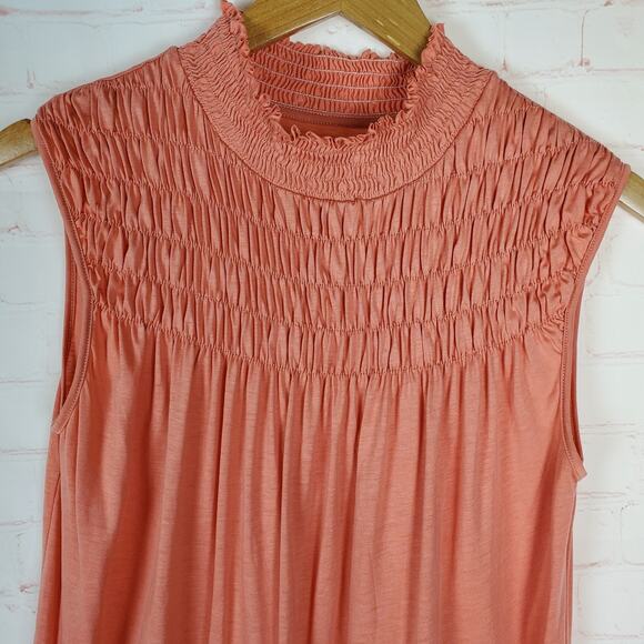 Sundance Everyday Essence Smocked Mock Neck Top Size M Sleeveless Cotton Lyocell - Picture 4 of 11